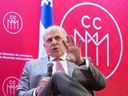 Quebec Energy Minister Pierre Fitzgibbon answers questions following his speech to the Chamber of Commerce of Metropolitan Montreal on Friday.