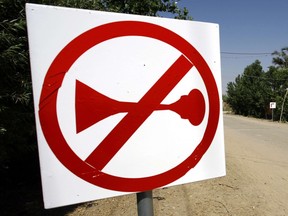 There's a time to honk and a time not to honk, as this sign suggests in an Iraqi village.