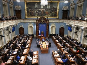 an overview of the blue room at the national assembly in quebec city