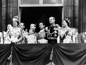 On the day of her coronation, June 2, 1953, Queen Elizabeth II greeted the crowds from the balcony of Buckingham Palace with her family, from left: Prince Charles, Princess Anne, the Duke of Edinburgh and the Queen Mother.