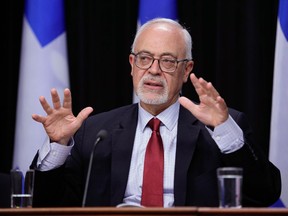 Carlos Leitao reacts to the Quebec Auditor General annual report at the National Assembly in Quebec City on Monday August 15, 2022. Former Quebec finance minister Leitao has been appointed to the Bank of Canada's board of directors.