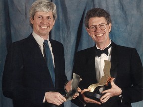 Filmmaker Brian McKenna, right, with brother Terence at the 1993 Gemini Awards.