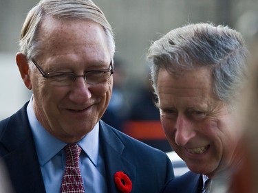 Prince Charles is greeted by Mayor Gérald Tremblay at the Biodôme in 2009.