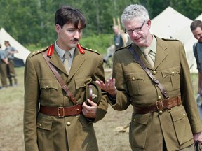 Brian McKenna directs Justin Trudeau between scenes of The Great War in 2006.
