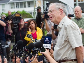 Edward Burkhardt, chairman of the Montreal, Maine & Atlantic Railway speaks in Lac-Mégantic Wednesday, June 10, 2013, four days after one of the company’s trains derailed in the centre of town, killing 47 people.
