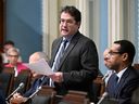 Quebec Education Minister Bernard Drainville tables a new legislation to reform the education system, Thursday, May 4, 2023 at the legislature in Quebec City.