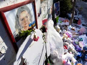 A memorial to Mariia Legenkovska, 7, marks the spot where she was killed.