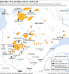 Map of Quebec wildfires for June 26