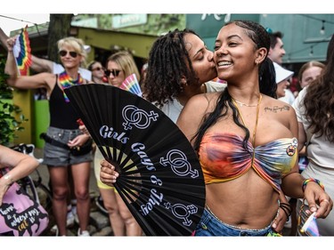 People participate in the annual Pride March on Sunday,June 25, 2023, in New York City. Heritage of Pride organizes the event and supports equal rights for diverse communities without discrimination.