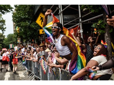 People participate in the annual Pride March on Sunday, June 25, 2023, in New York City.