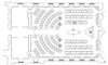 A blueprint sketch shows a semicircle of seats on the left and seats on either side of a central table on the right