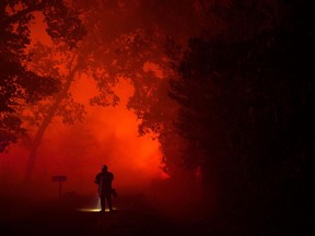 A forest firefighter is seen in Saumos, France in this file photo.