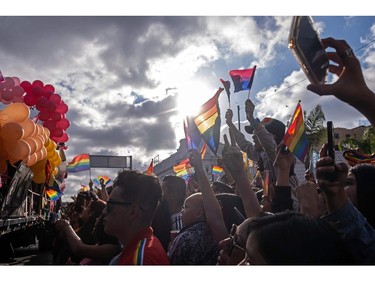 Gender rights activists and members and supporters of the LGBTQ+ community take part in the Pride Parade in Tijuana, Baja California state, Mexico on June 24, 2023.