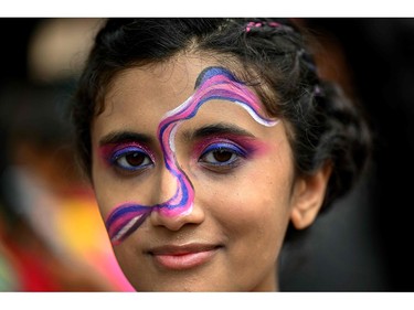 A gender rights activist and supporter of LGBTQ community attends a Pride Parade in Chennai on Sunday, June 25, 2023.