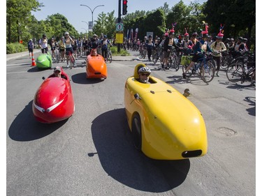 Taking part in the 38th Tour de l'île de Montréal in Montreal on Sunday, June 4, 2023, on carbon fibre bikes.