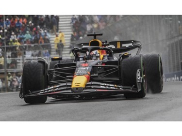 Max Verstappen of Red Bull Racing took the pole position under rainy conditions at Canadian Grand Prix at Circuit Gilles Villeneuve in Montreal on Saturday, June 17, 2023.