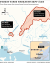 Map of fires around Sept-Îles
