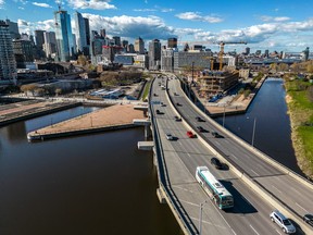 The Bonaventure Expressway at the Peel Basin in Montreal on Friday May 5, 2023