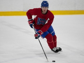 Nicolas Beaudin skates during practice