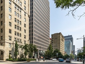Plans are for the former Standard Life office building, centre, at 1245 Sherbrooke St. W. in Montreal to be converted into rental apartments.