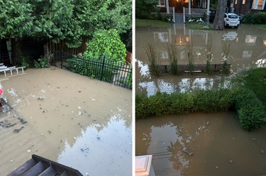 flooded street and flooded backyard