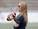 In addition to her stellar work in the front office, Alouettes football operations manager and co-ordinator Allyson Sobol can throw a spiral 40 yards.