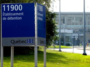 A Quebec government sign identifies a building as a detention centre