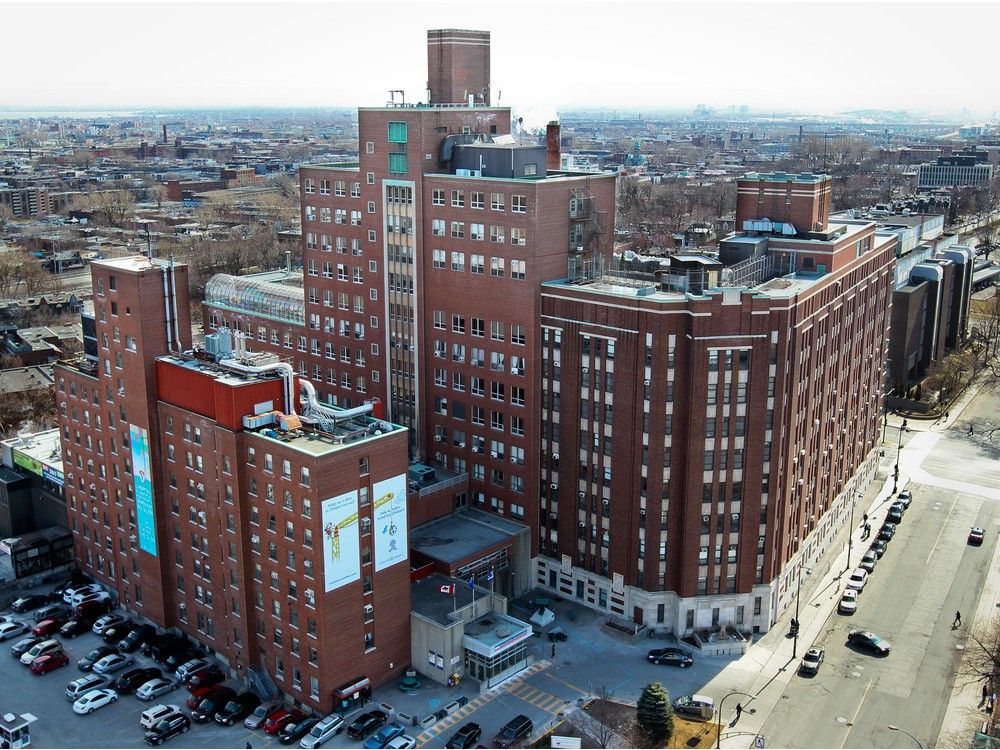  a bird’s-eye view of the montreal children’s hospital in 2013. the muhc declared the numbered company 9333-8580 québec inc. was selected in november 2015 to purchase the site. that company did not yet exist.