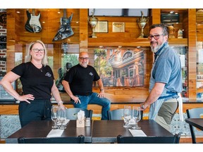 The new owners of the rebuilt Musi-Café. From left: Katie Stapels, Martin Lacombe and David Biron.