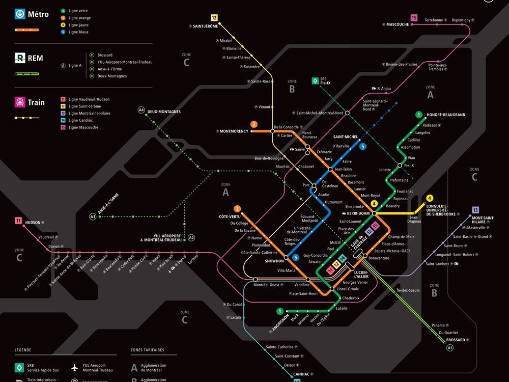 New Design Puts REM Bus Rapid Transit Corridor On Montreal Transit Map   New Montreal Transit Map Page 0001 1 