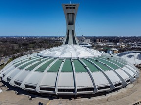 A bird's-eye view of Olympic Stadium in Montreal on Saturday April 30, 2022.