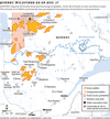 Map showing Quebec wildfires