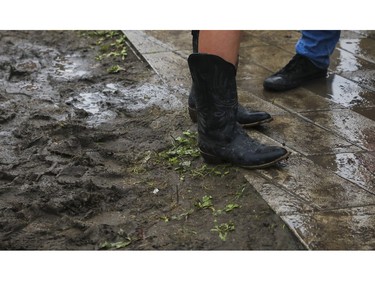 It was mucky in places at the Lasso country-music festival at Parc Jean-Drapeau in Montreal on Saturday, Aug. 19, 2023.