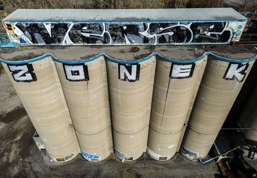 "ZONEK" tag tops silos at the Peel Basin.