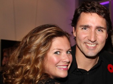 Sophie Grégoire Trudeau and Justin Trudeau smile for the camera