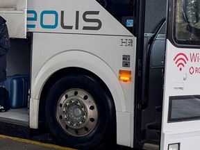 Front door of a bus with Keolis on the side
