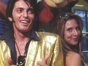 Annie Larouche with a man dressed as Elvis