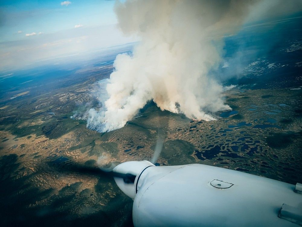 Forest fires burn in Quebec's northern zone on Aug. 6, 2023. 