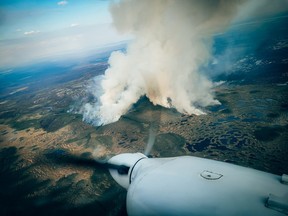 Forest fires burn in Quebec's Zone Nordique, secteur Radisson, on August 6, 2023. Photo by Gabriel L. Denis, Société de protection des forêts contre le feu (SOPFEU).
