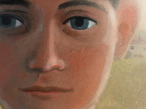 An illustration of a boy's face in close-up.