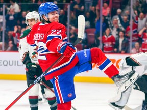 Canadiens' Cole Caufield celebrates a goal against the Arizona Coyotes in Montreal on Oct. 20, 2022. The 22-year-old winger's advice to young players who want to score goals: “Just have fun shooting the puck," he said. "You’re not going to score every time. I think kids get pretty down on themselves when they don’t score. It’s tough to do that. Goalies are good. But growing up every goal should be celebrated, whether it’s practice or a game or whatever. Nothing excites me more than a goal."