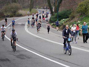 A view of people exercising in Central Park