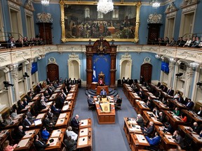 MNAs in their seats at Quebec's National Assembly.