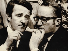 Brian Mulroney and Newfoundland Premier Frank Moores at the 1976 Progressive Conservative leaderaship convention.