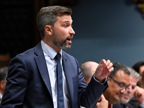Gabriel Nadeau-Dubois speaks at the National Assembly