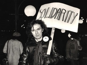 David Fennario supports striking Place des Arts workers in 1980.