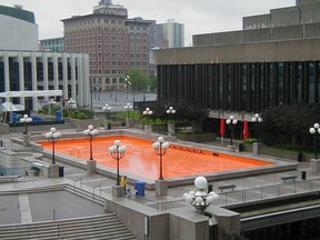 Claude Cormier's orange pool project at Place des Arts.