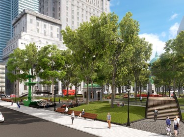 A revamped Dorchester Square in a rendering of a design by Claude Cormier.