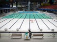 An empty competitive swimming pool