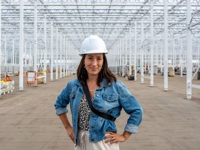 Lufa Farms communications director Yourianne Plante in the new greenhouse atop the Walmart at Marché Central in Montreal on Thursday, October 5, 2023.